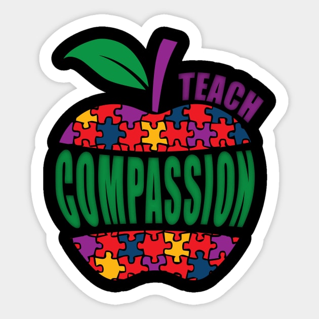 Autism Awareness Teach Compassion - Teacher Apple Puzzle Gift Sticker by ScottsRed